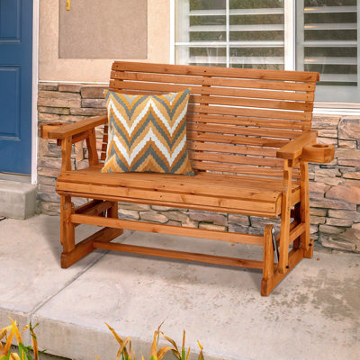 Solid Wood Two-Person Patio Glider by Ophelia & Co.