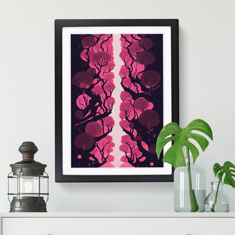 Bousov Japanese Cherry Tree Forest Abstract - Picture Frame Print, Walnut, 64cm H x 46cm W x 2cm D