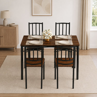 Ensemble de table de salle à manger 5 pièces avec 4 chaises