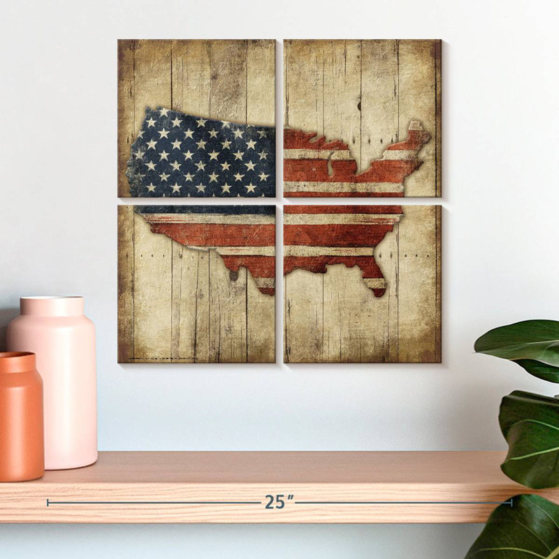 Carte des États-Unis en bois Aliaz, H 18 po x l 18 po