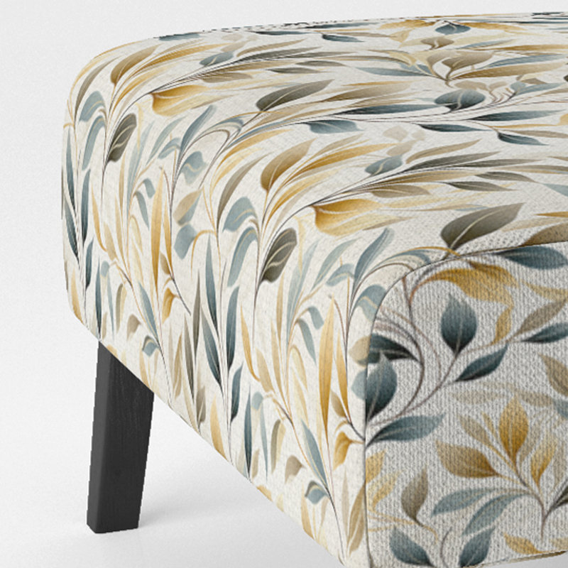 Fauteuil de chambre Neutral Leaves II - Tissu d'ameublement rembourré et éclectique