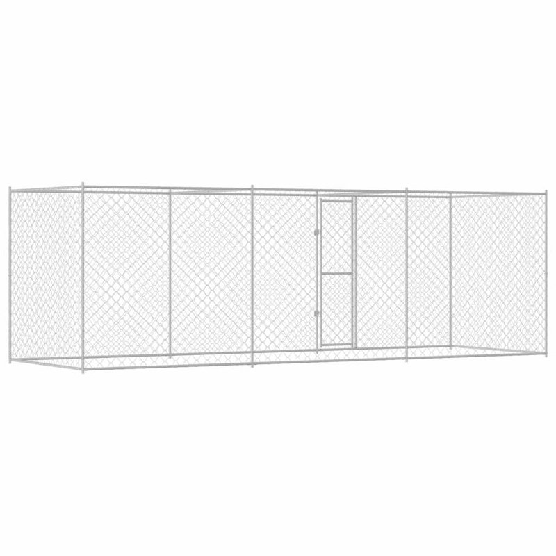 Cage pour chien en acier galvanisé argenté, H 100,8 po x l 236,2 po x P 78,7 po