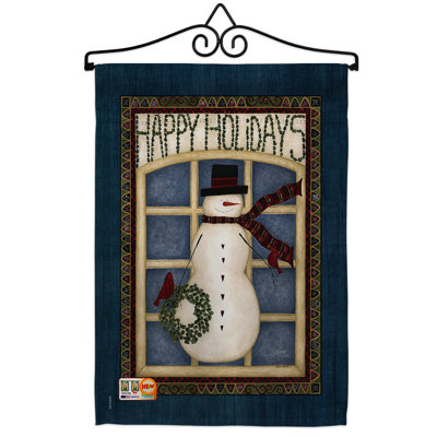 Bonhomme de neige à 2 faces en polyester 19 x 13 po Happy Holidays Ensemble de drapeaux