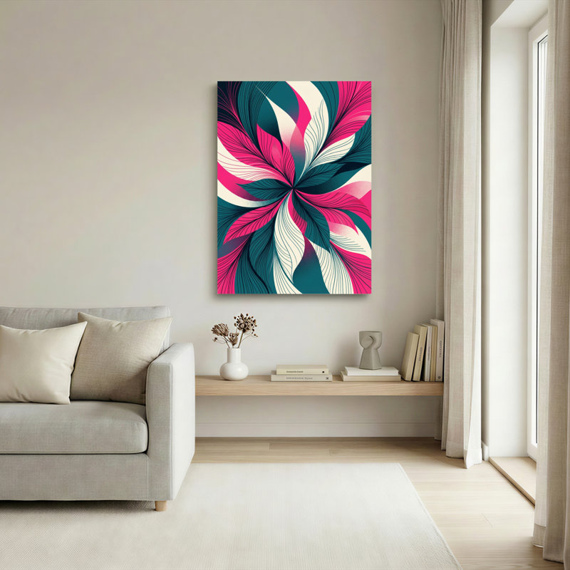 Ensemble de 1 tableau sur toile à motif floral abstrait, H 24 po x l 16 po