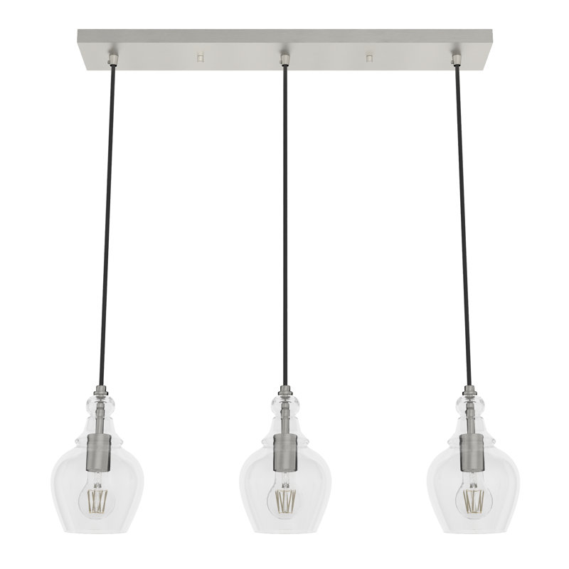 Maple Park 3 Light Linear Bell Pendant, Brushed Nickel