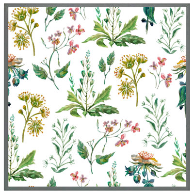 Lawtell Watercolour Leaves & Flowers - Single Picture Frame Print