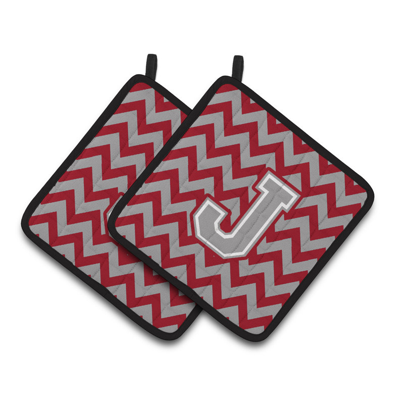 Poignée à chevrons, J, Cramoisi / gris