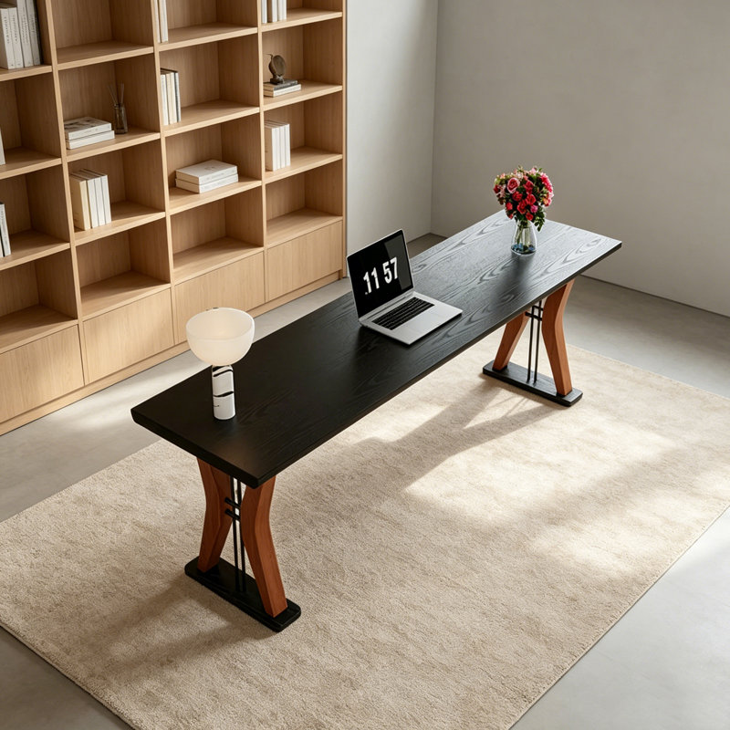 Creative-shaped Long Rectangular Computer Desk, 29.52" H x 70.86" W x 23.62" D