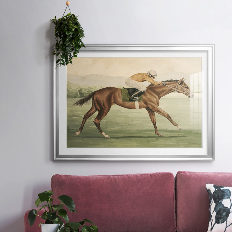 Équitation rétro II, impression sur papier, Argent, H 19 po x l 27 po x P 1,5 po