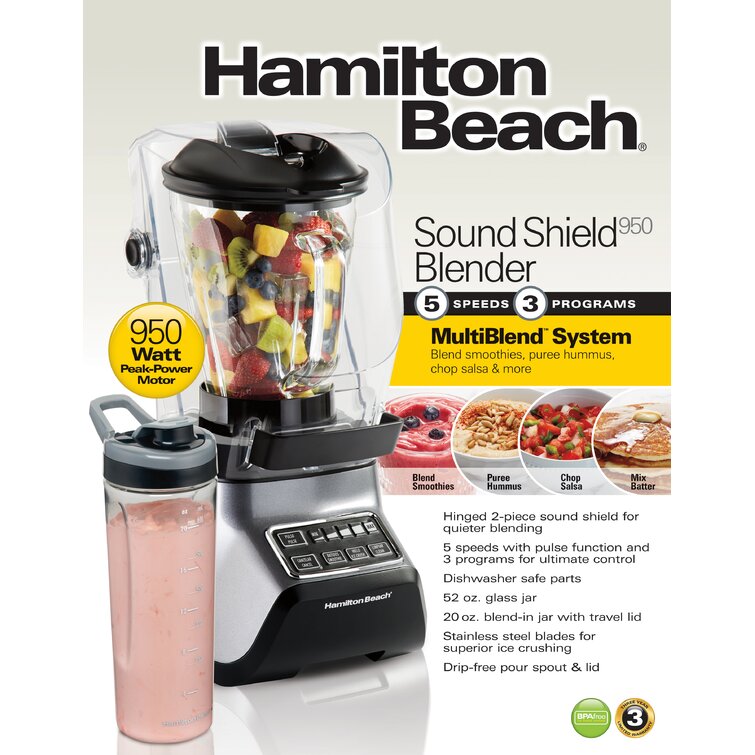 Hamilton Beach SoundShield 5-Speed Blender, 950 Watts, Ice Crush