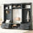 Retro Blue 4-In-1 Detachable Hallway Tree, 7 Hooks With Drawer Storage Cabinet, Practical And Beautiful Entryway Shoe Bench.