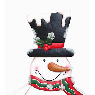 The Holiday Aisle® Christmas Snowman "Let It Snow" Top Hat, Red/Green Scarf Yard Art Stake, Multi