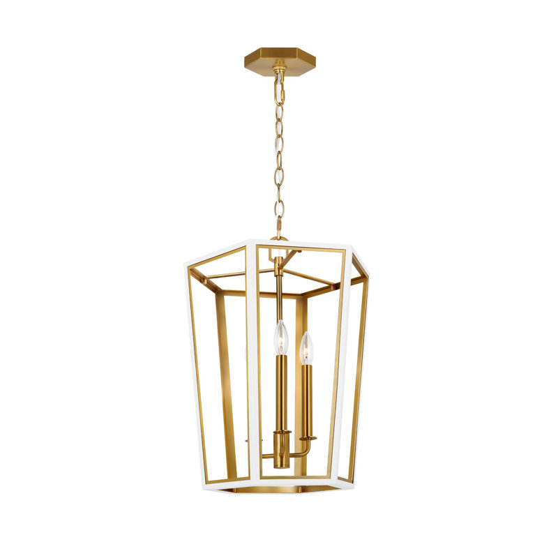 Curt 3 - Light Chandelier, Matte White/Burnished Brass