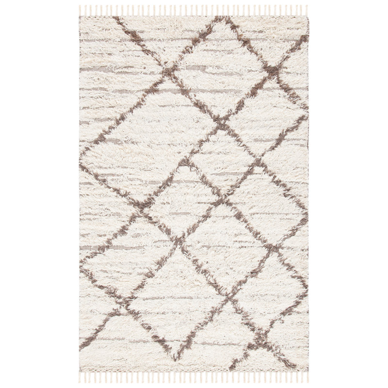 Peeples Hand Woven Wool Geometric Rug, Rectangle 5' x 8'