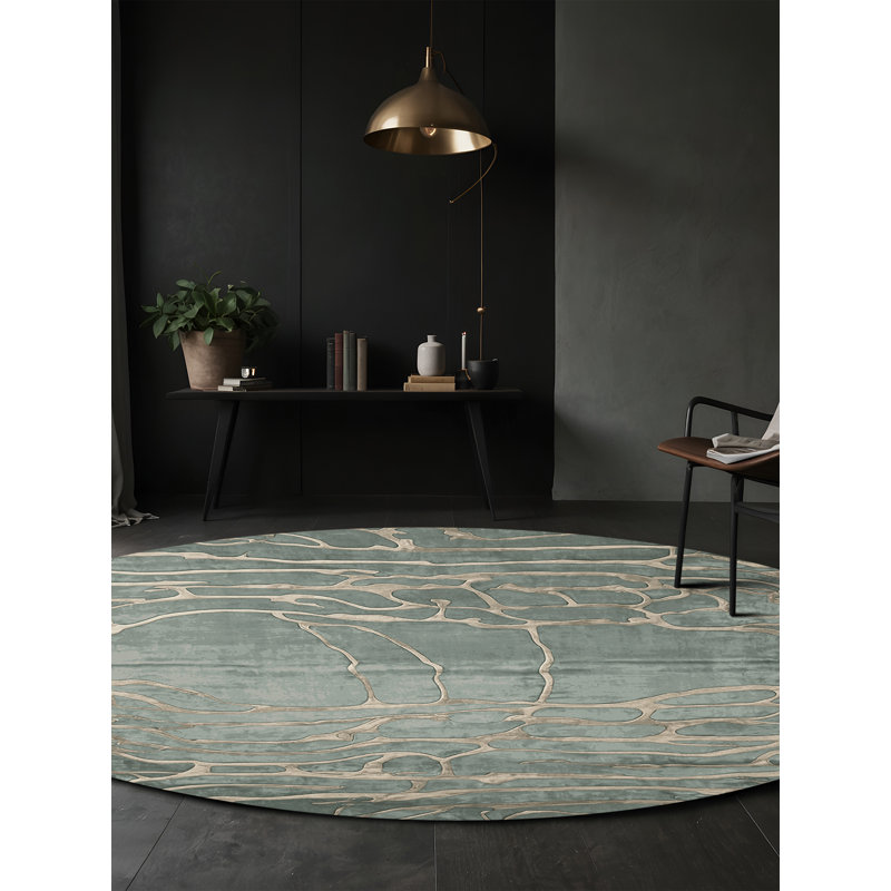 Tapis brun lavable à la machine, Rond 8 pi