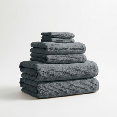 Turkish Cotton Ribbed 6-Piece Bath Towel Set