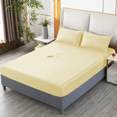 polyester bedskirt 78.74x86.61inch Double Bed Fitted Sheet Piece Non Sliped Fixed Bed Cover All Inclusive Mattress Protection Bed Cover Soft Fiber Suitable For Sleeping Naked