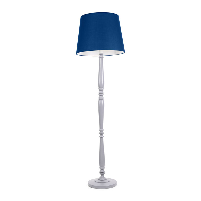 Arialdo 156cm Traditional Floor Lamp, Matte Grey, Navy Blue