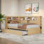 Lit de jour en bois avec tablettes de rangement, station de charge et lit gigogne-2134193415