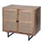 Armoire d'appoint brune de 35 po avec 2 portes en rotin et pieds en fer noir Noland