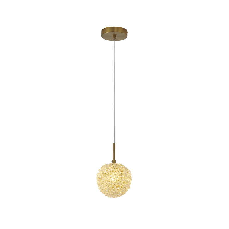 Luminaire suspendu en cristal perlé transitionnel 1 lumière , Laiton
