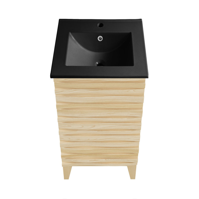 Cascade 18" Bathroom Vanity In Natural Oak, Natural Oak, Black