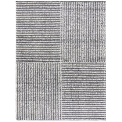 Egremont Hand Woven Wool/Cotton Striped Rug in Ivory/Black