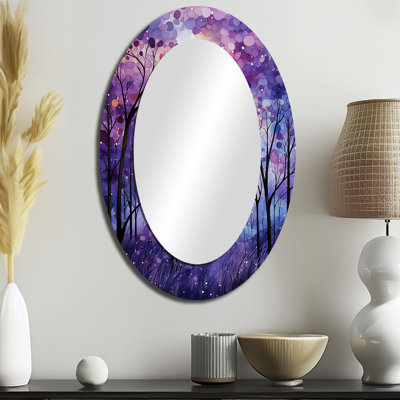 Violet Serenade - Miroir mural ovale moderne mauve