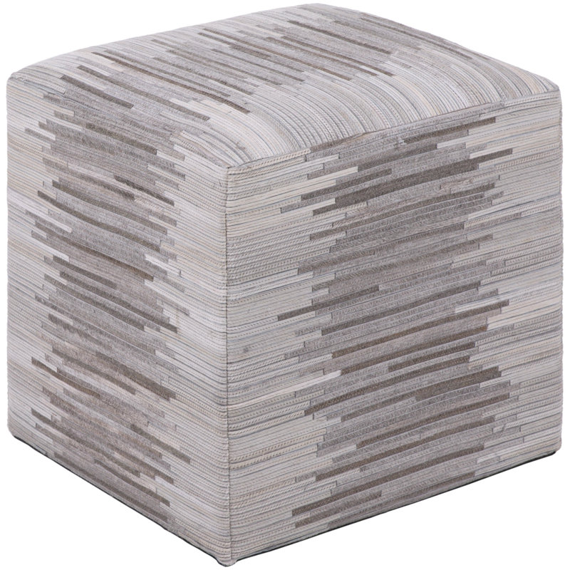 Liv Upholstered Pouf, Cream Leather Match