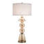Lampe de table en verre - Cordon doré - Abat-jour blanc
