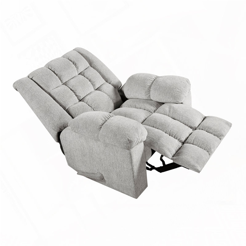 Fauteuil inclinable traditionnel berçant en tissu en chenille de 41 po avec inclinaison douce Gabriel, Gris clair