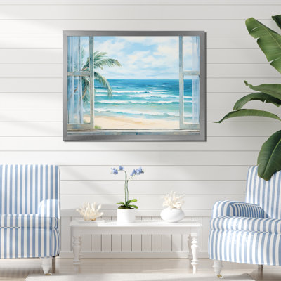 «Tranquility Beachside Windows Horizon III - Coastal Windows», art mural