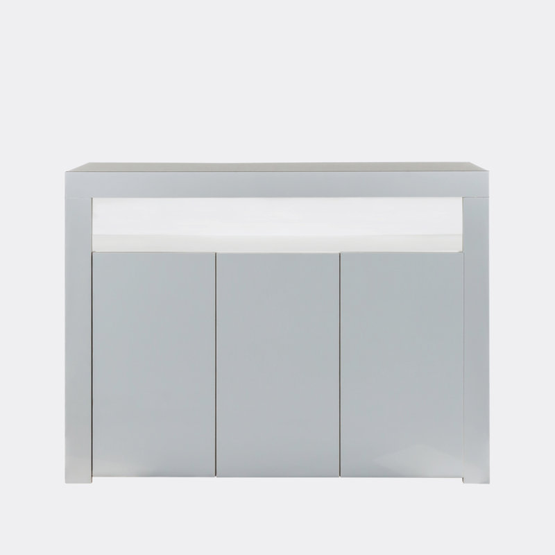 Crédence de rangement l 51,18 po, Blanc + gris