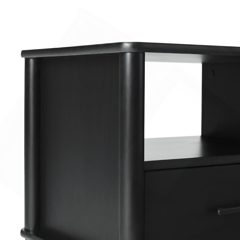Transitional  Wood Spindle Nightstand – Black