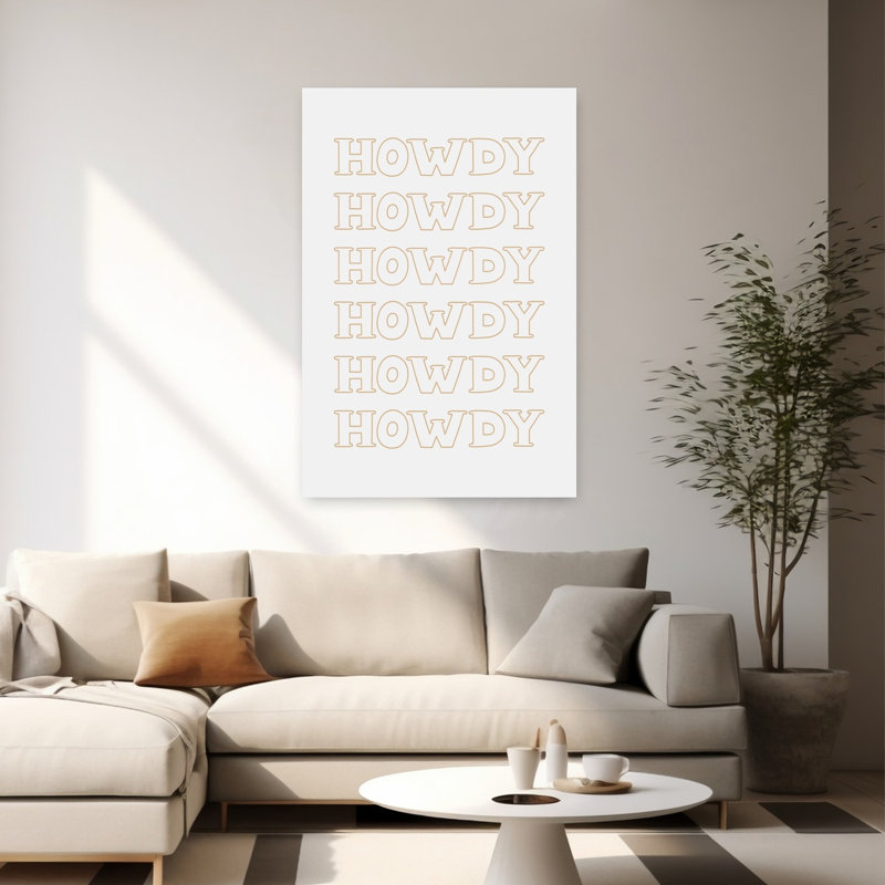 Neutral Howdy Bold Minimalist Modern Coastal Wall Art Print 1 Piece Wrapped Canvas Wall Art, 152.4cm H x 101.6cm W