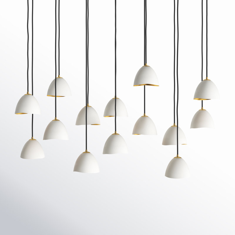 Cotter 14 - Light Fabric Dimmable Geometric Chandelier, Shell White