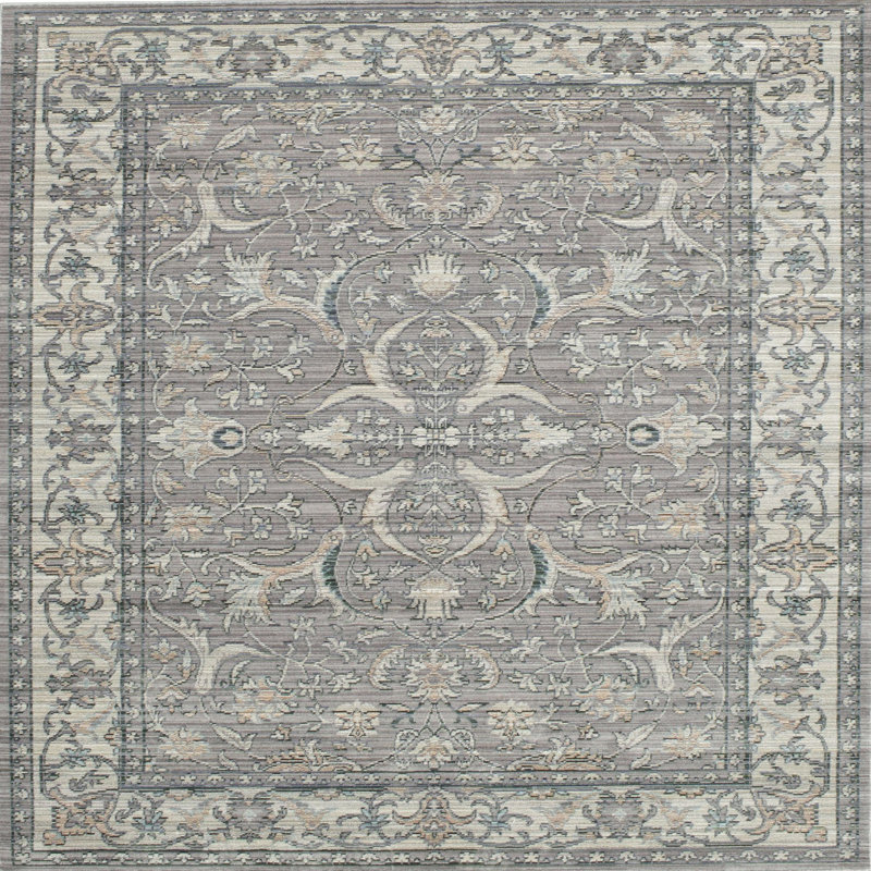 Tapis décoratif bleu/gris de style oriental DiLorenzo, Carré 6 pi