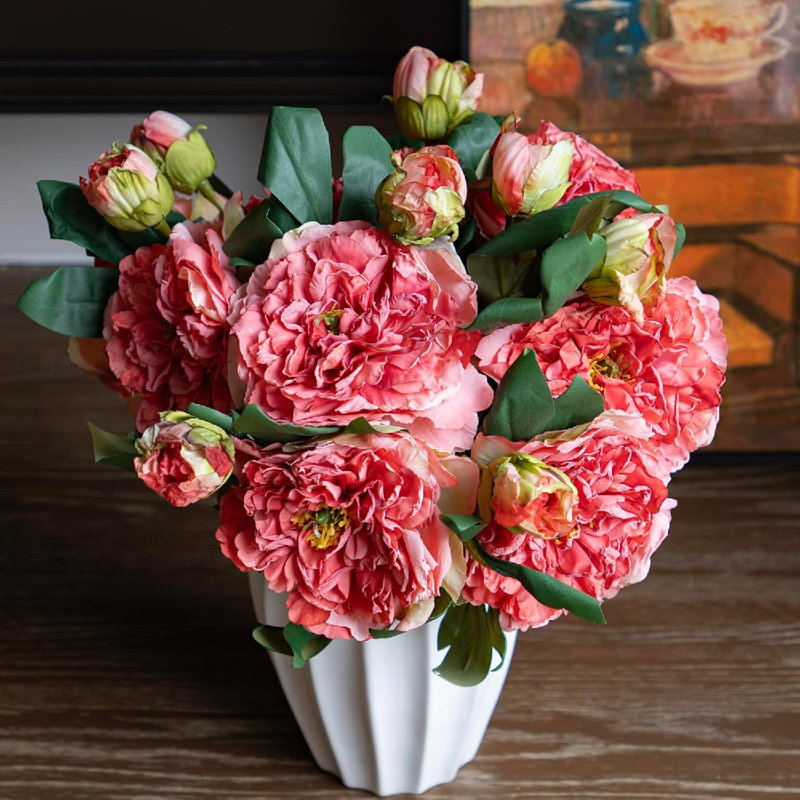 5-Pack Artificial Peony Fake Flowers