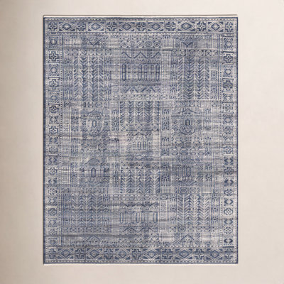 Indrakumar Traditional Dark Blue/Ink/Silver Grey Area Rug