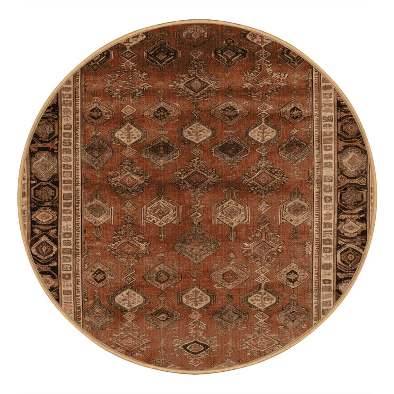 Tapis brun lavable à la machine, Rond 3 pi