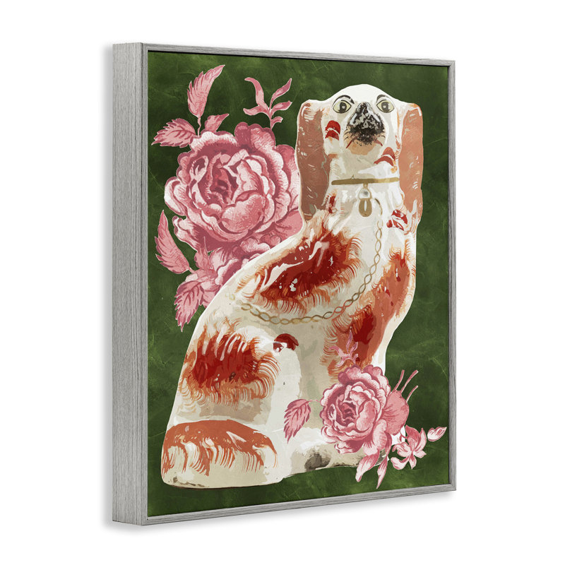«Classic Antique Dog with Flower», estampe numérique, design par Lil 'Rue, H 14 po x l 11 po, Estampe numérique Farmhouse