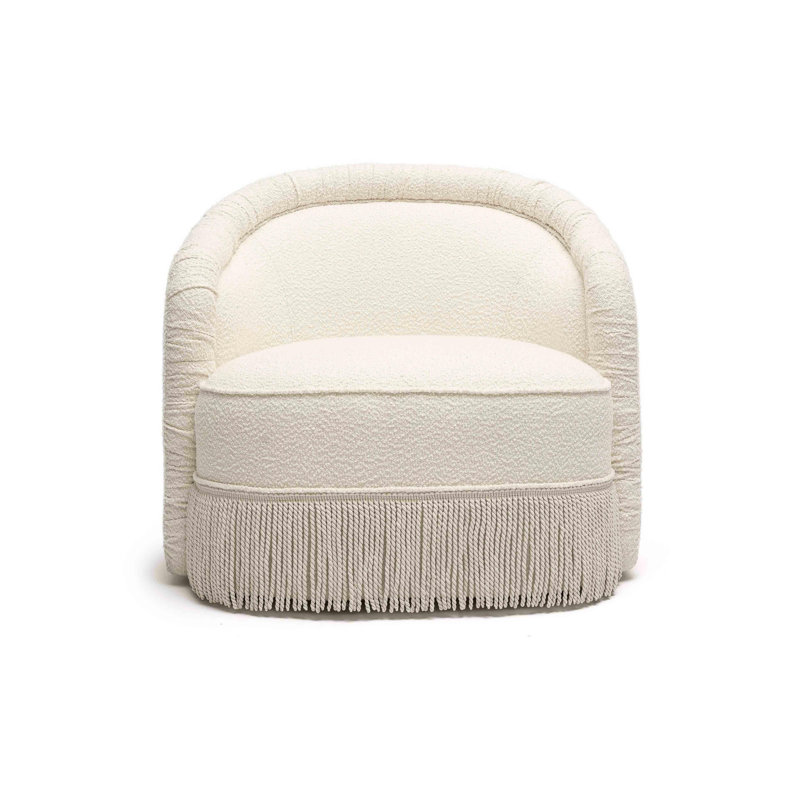 Upholstered Barrel Chair, Cream Boucle