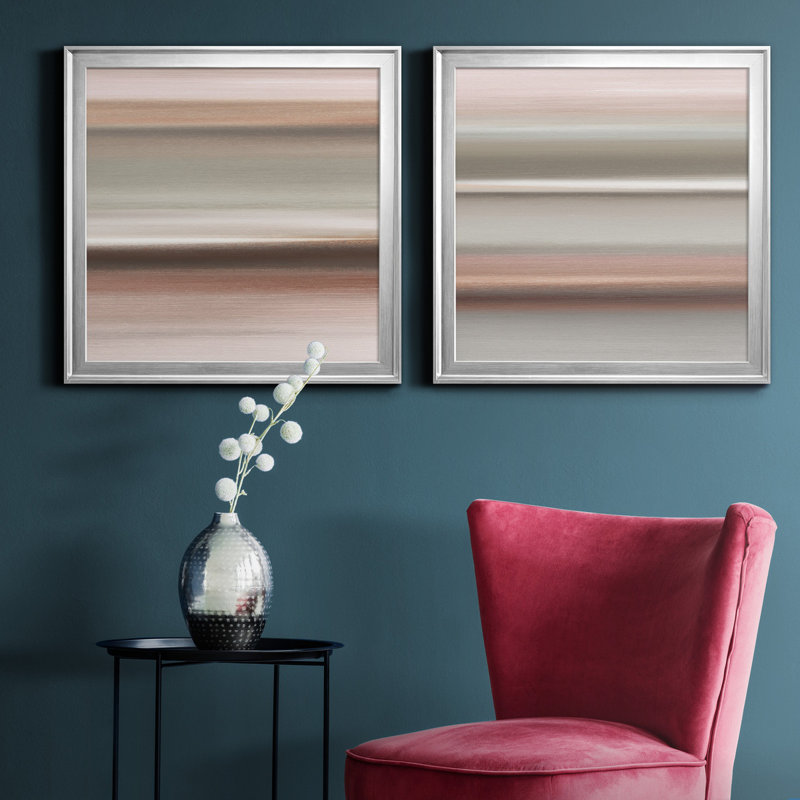 Guilded Sands I - ensemble de 2 reproductions d'art sur toile, H 17,5 po x l 35 po x P 1,5 po, Argent