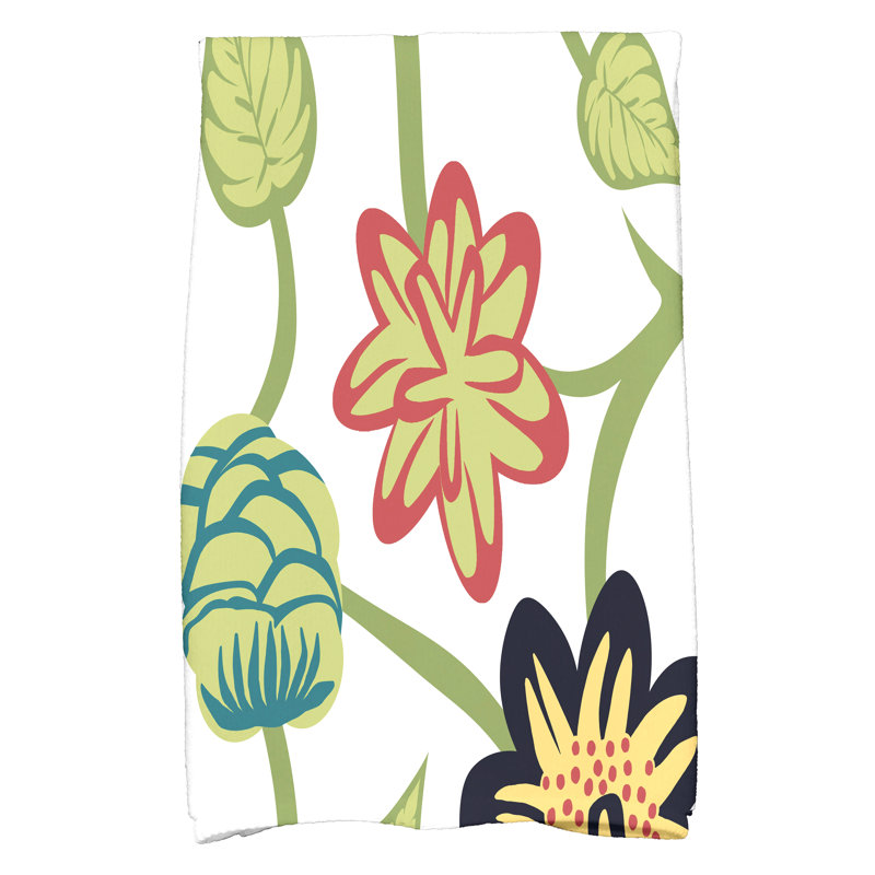Floral Tea Towel Kitchen Towel, Navy Blue