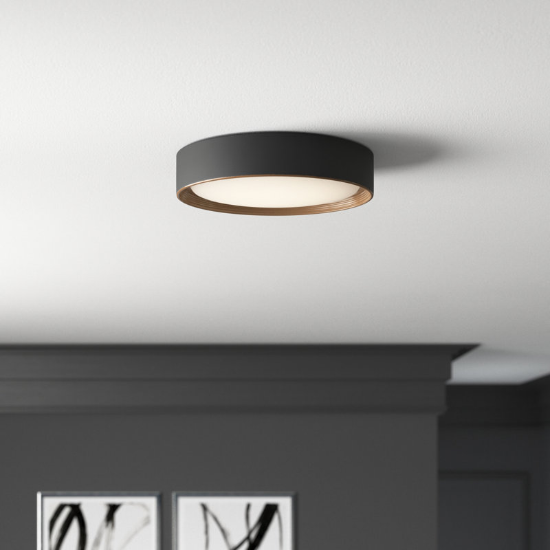 Plafonnier encastré à DEL 1 lumière Courtois, H 3,25 po x l 16 po x P 16 po, Noir mat, 3000 K