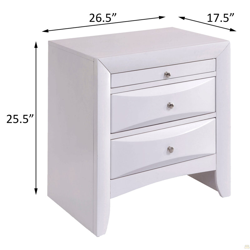 Table de chevet blanche avec 2 tiroirs, Blanc