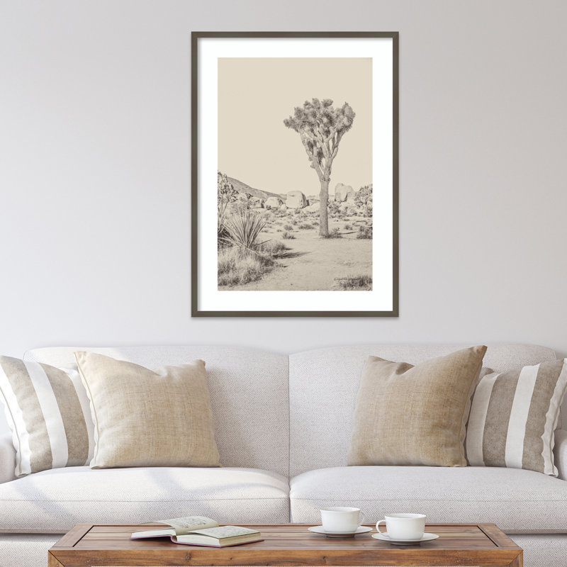 Joshua Tree III Neutral by Elizabeth Urquhart, 41" H x 30" W, Gray Framed