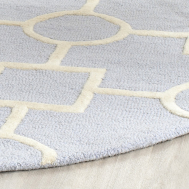Deedgra Hand Tufted Wool Geometric Rug, Round 6'