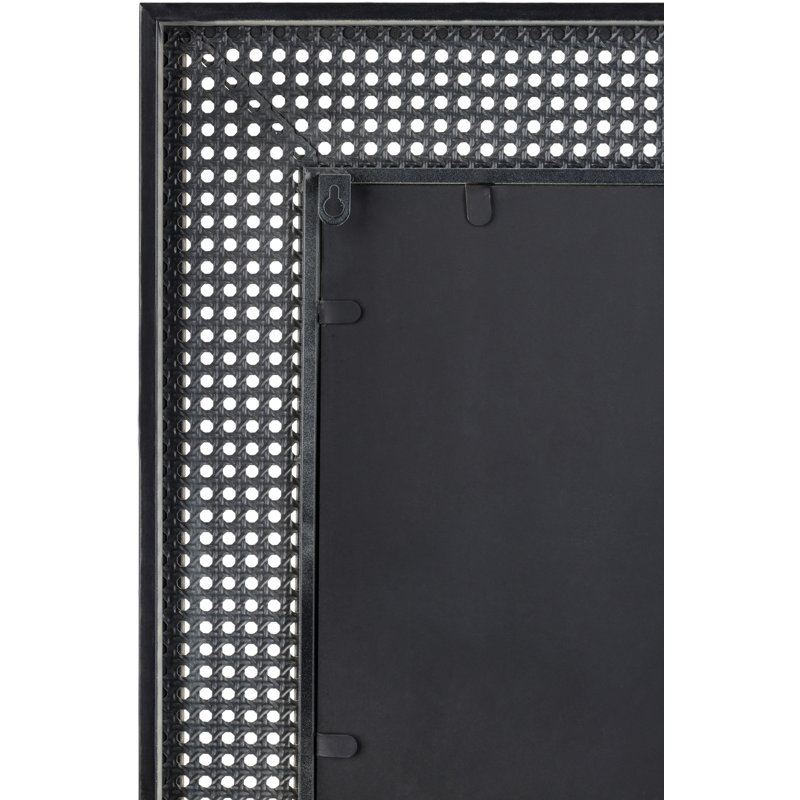 Rectangular Black and Cane Wall Mirror