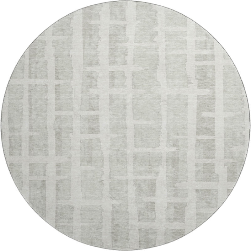 Premium Machine Washable Prisco Ivory Rug, Round 8'
